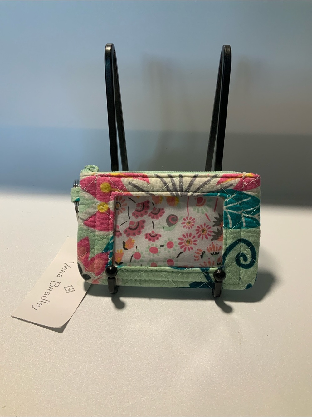 Vera Bradley Quilted Floral ID Holder in Mint, Teal & Pink